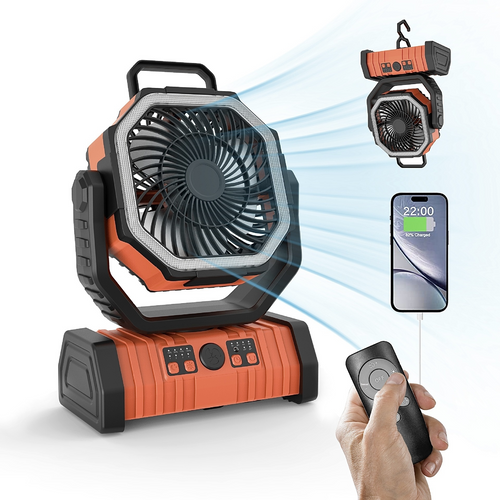 3-in-1 Camping Fan with LED Light & Power Bank — Your Outdoor Essential