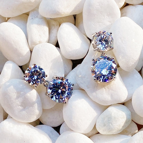 Double Diamond Dangle Earrings — Elegant Sparkle for Every Occasion