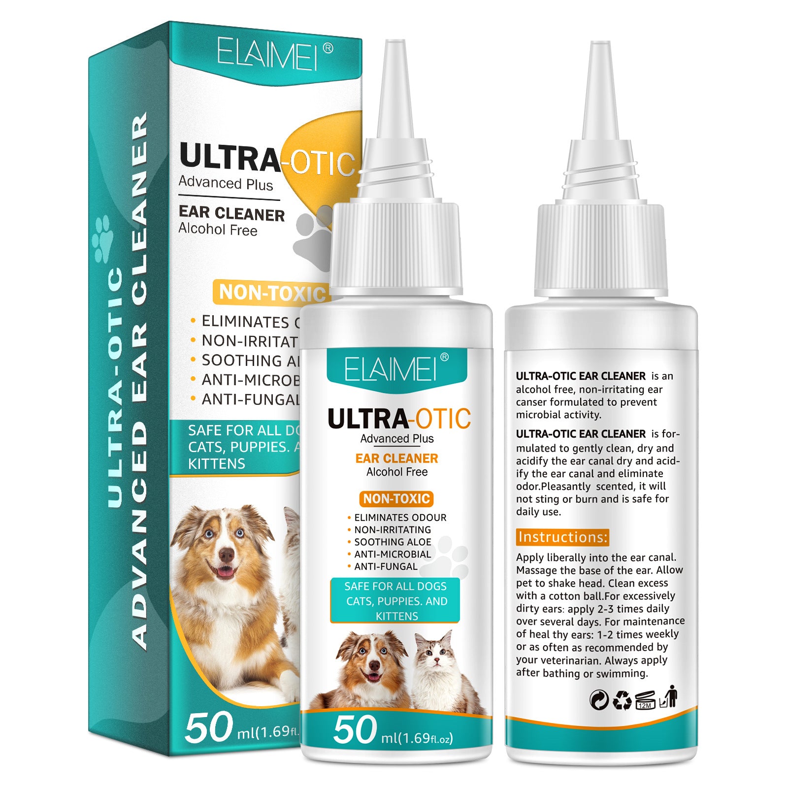 Pet Ear Cleaner 50ml — Gentle & Effective for Dogs & Cats