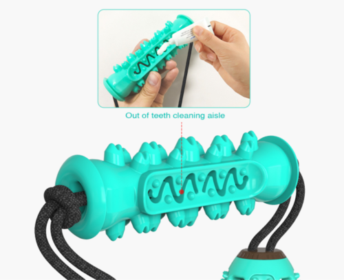 Dog Dental Chew Toy & Toothbrush — Cleans Teeth While They Play