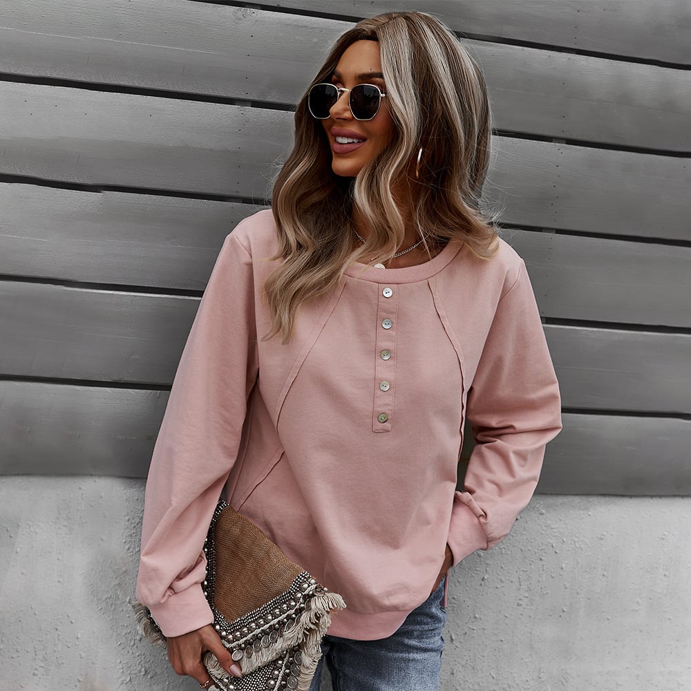 Women's Long-Sleeve Round Neck Pullover Sweater — Cozy & Effortlessly Chic