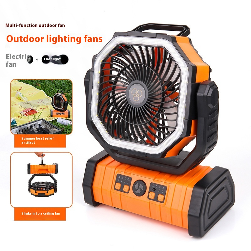 3-in-1 Camping Fan with LED Light & Power Bank — Your Outdoor Essential