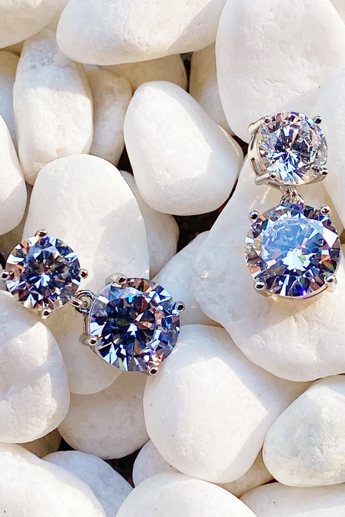 Double Diamond Dangle Earrings — Elegant Sparkle for Every Occasion