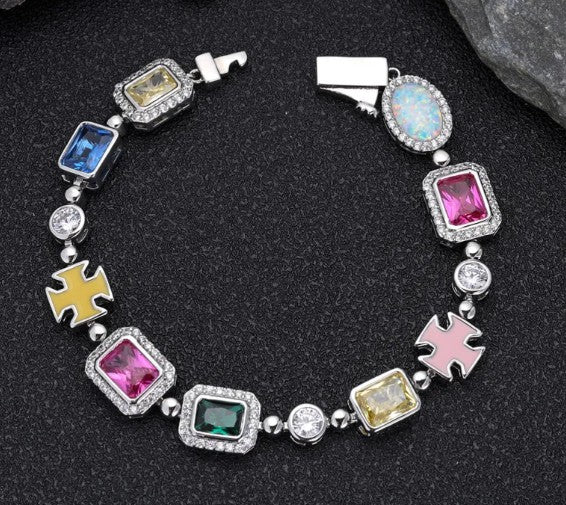 Gold-Plated Hip-Hop Gemstone Necklace — Bold, Bright & Statement-Making