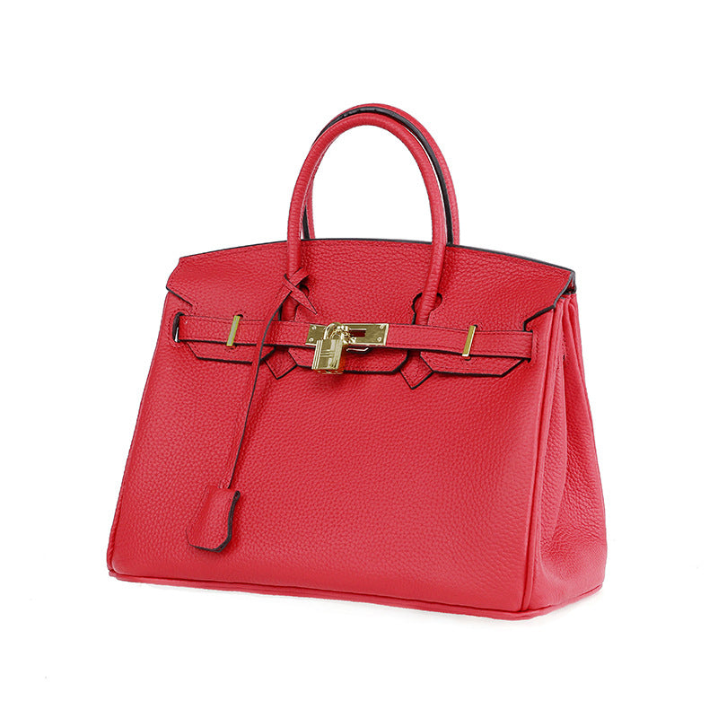 Women's Platinum Cowhide Leather Handbag — Luxury Everyday Bag