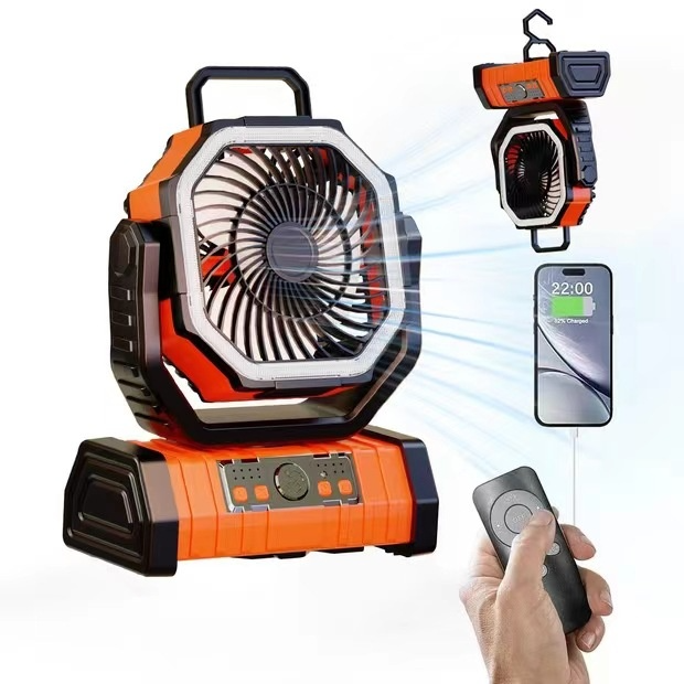 3-in-1 Camping Fan with LED Light & Power Bank — Your Outdoor Essential