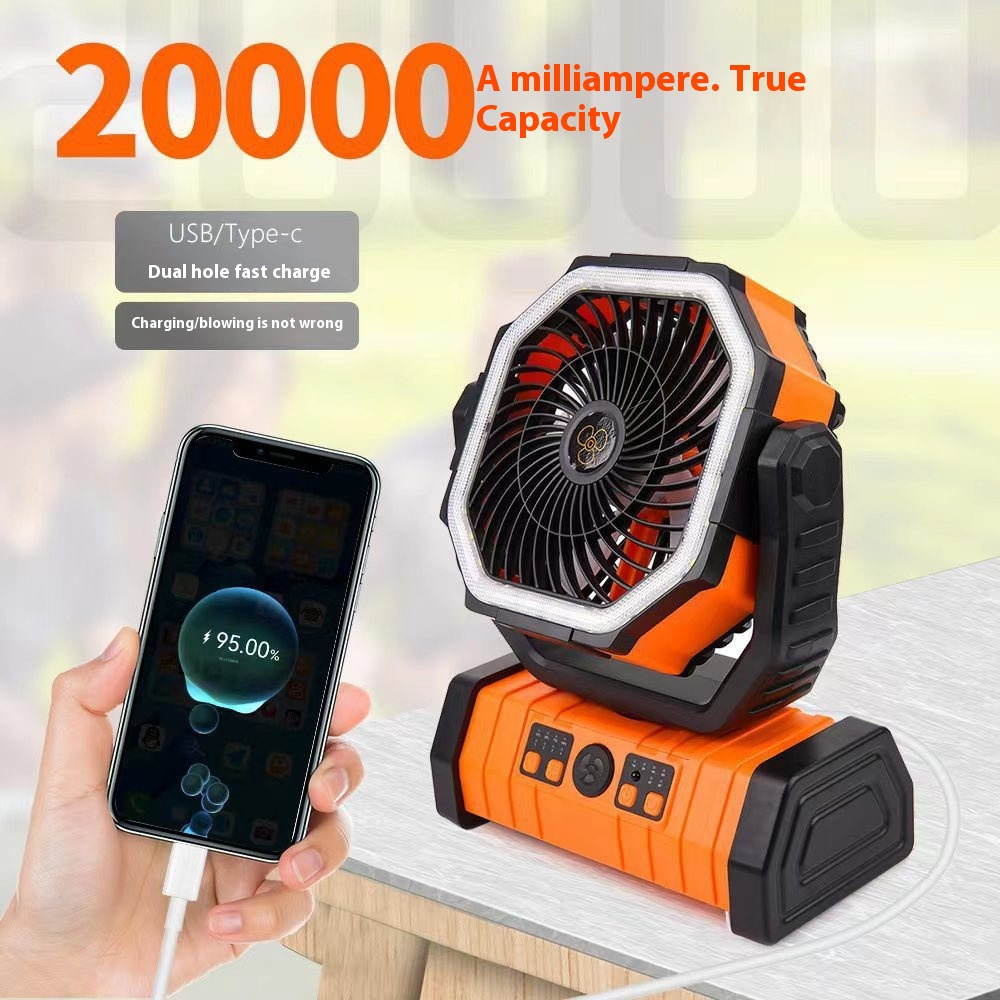 3-in-1 Camping Fan with LED Light & Power Bank — Your Outdoor Essential