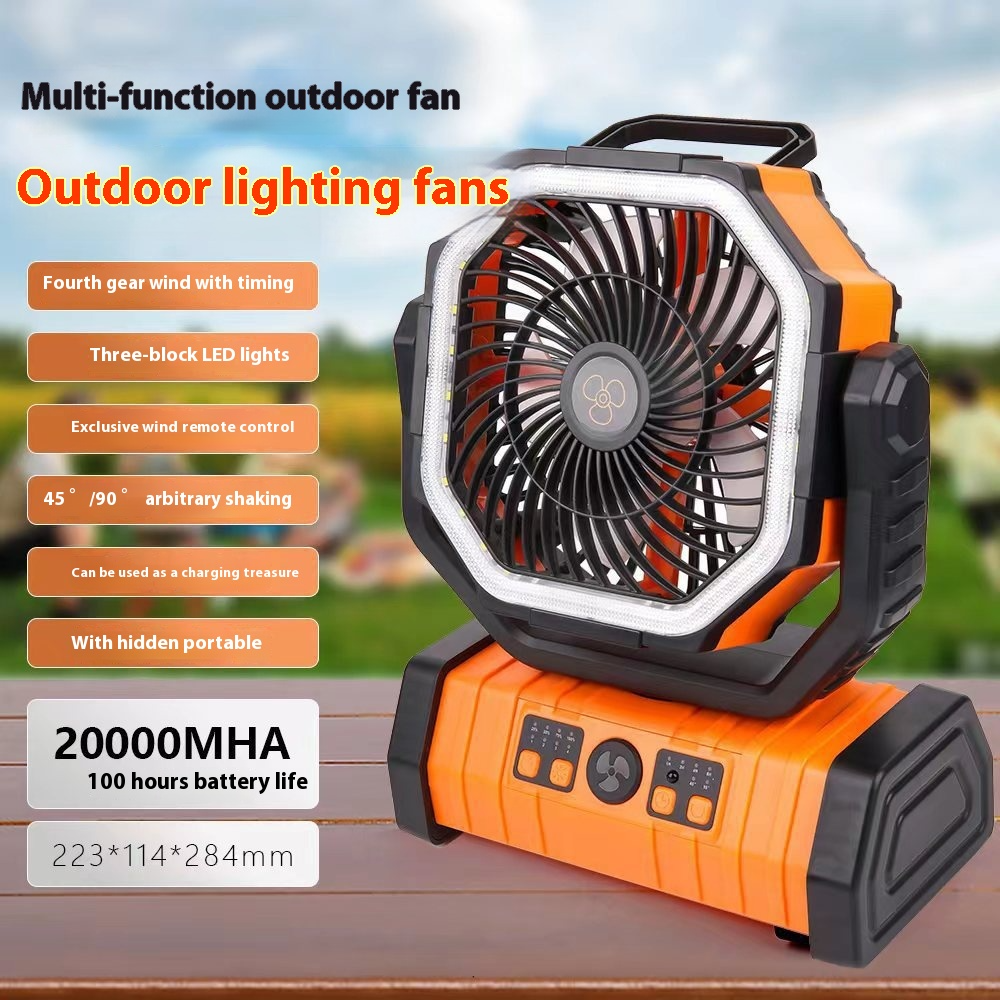 3-in-1 Camping Fan with LED Light & Power Bank — Your Outdoor Essential