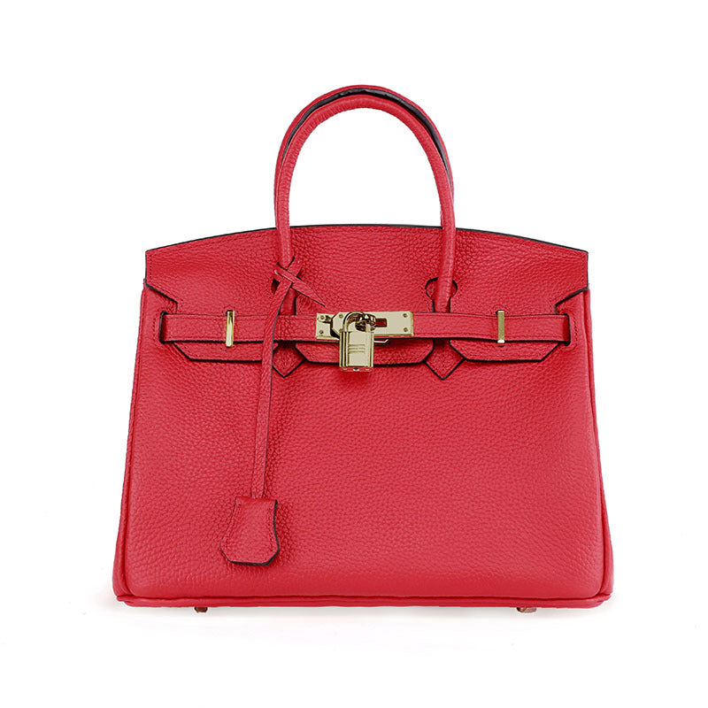 Women's Platinum Cowhide Leather Handbag — Luxury Everyday Bag