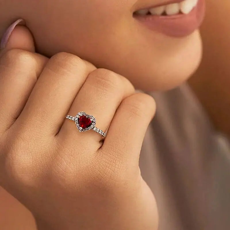 Gorgeous Zircon Shiny Love Heart Ring for Women Engagement Wedding Real 925 Sterling Silver Luxury High Quality Fine Jewelry
