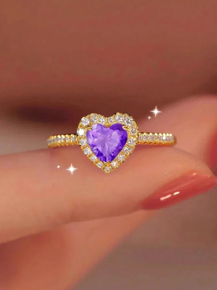 Gorgeous Zircon Shiny Love Heart Ring for Women Engagement Wedding Real 925 Sterling Silver Luxury High Quality Fine Jewelry