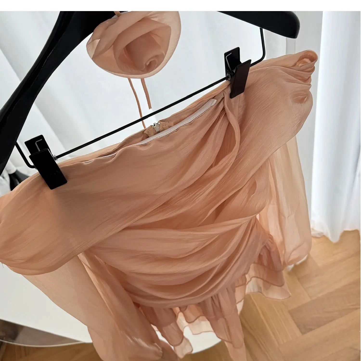 Women's Off Shoulder Chiffon A-Line Knee Dress