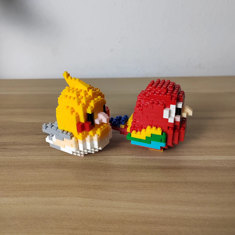 KNEW BUILT Colorful Parrot Micro Mini Building Blocks Assembly Toys 3D Model Bricks for Birds Funs Hands-on Ability Gift