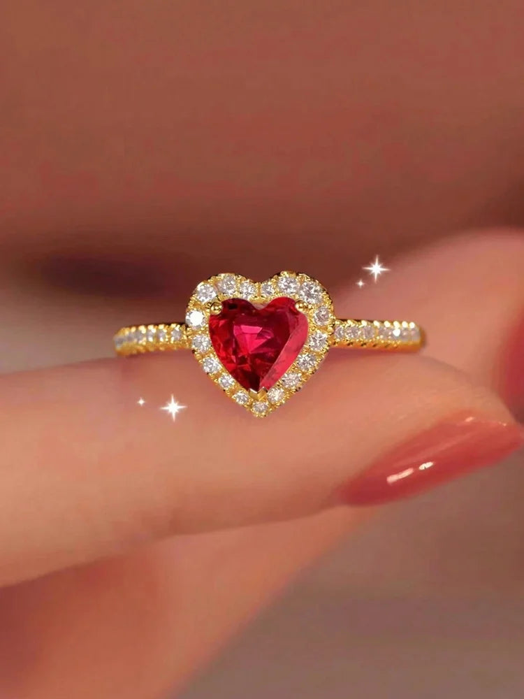 Gorgeous Zircon Shiny Love Heart Ring for Women Engagement Wedding Real 925 Sterling Silver Luxury High Quality Fine Jewelry