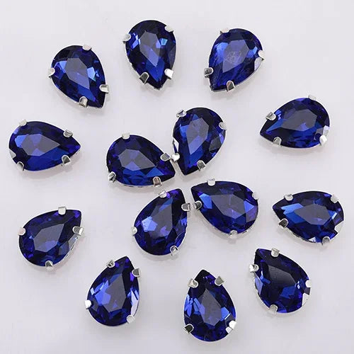 Glitter Flatback Crystal Sewing Beads Loose Diy Dress Stones With Claw Glass Water Droplets Beads For Needlework 10PCS S066