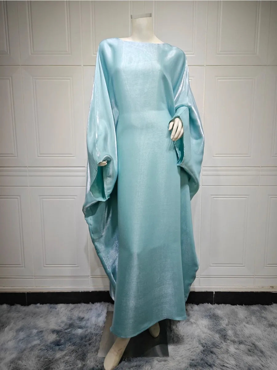 Women's Silky Bat Sleeve Abaya Maxi Dress