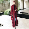 Thick Tassel Lace Abaya Dress, Full-Length