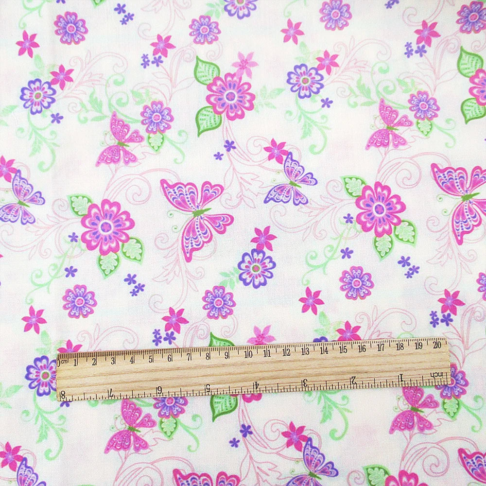 50*145cm Polyester Cotton Fabrics By The Meter Cartoon Dazzling Butterfly Fabrics For Sewing Cloth Dress DIY Crafts Home Textile