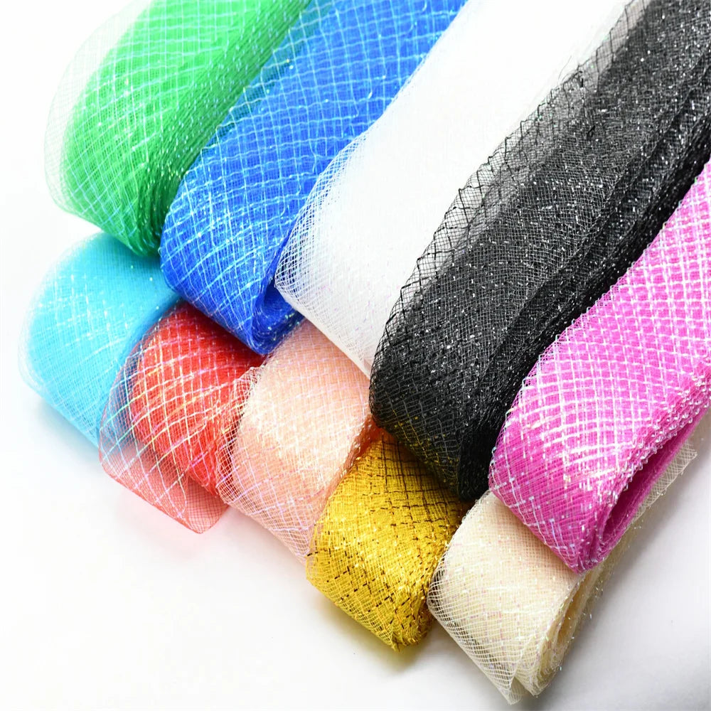 Wholesale Elasticity Crinoline with silk thread  horsehair braid Mesh Fabric Soft Polyester Wedding Dress skirt making crafts