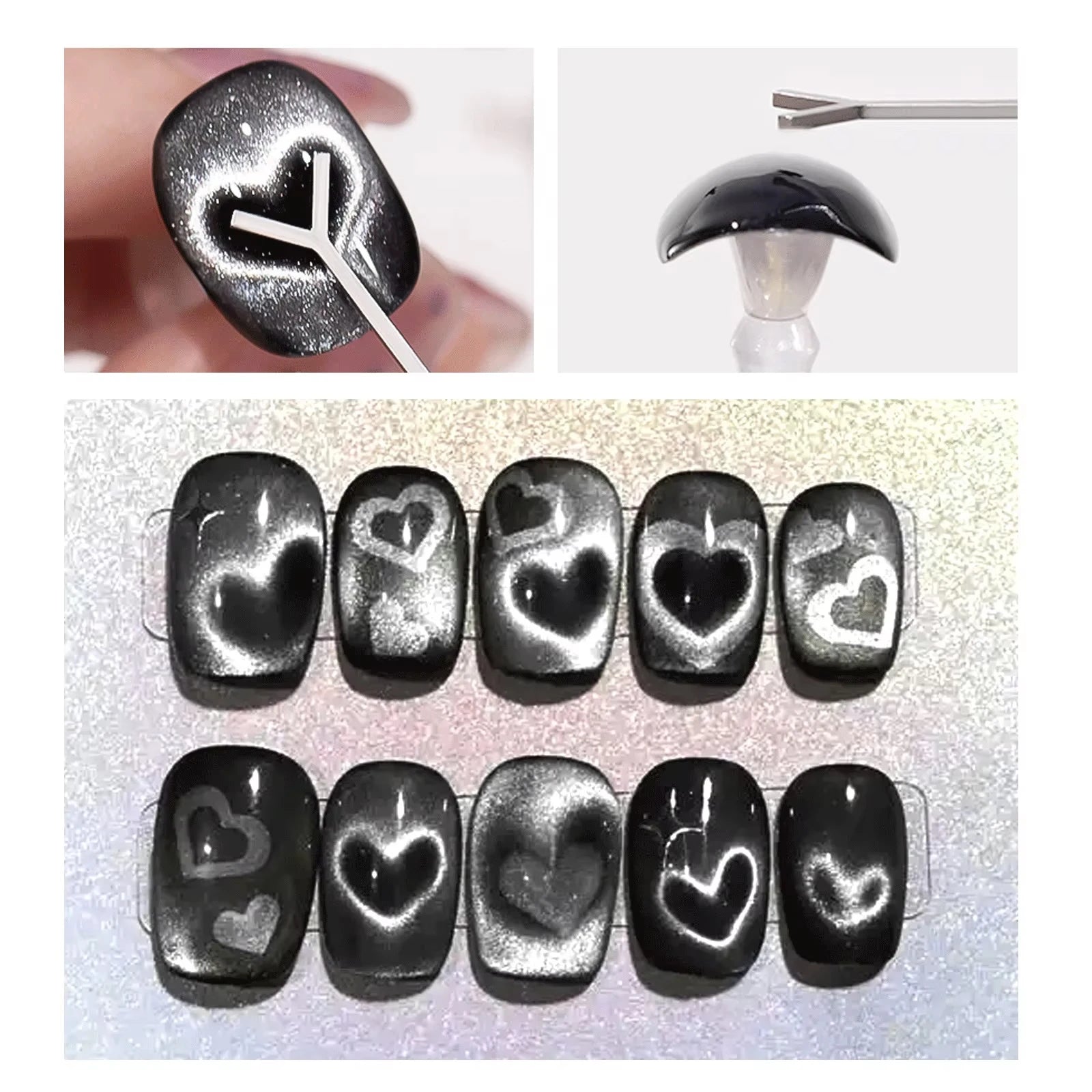 LINMANDA Cat Eye Nail Art Magnetic Kit Heart Shaped Magnetic Tools Portable Gel Nail Art Magnets Suitable for Home or Nail Salon