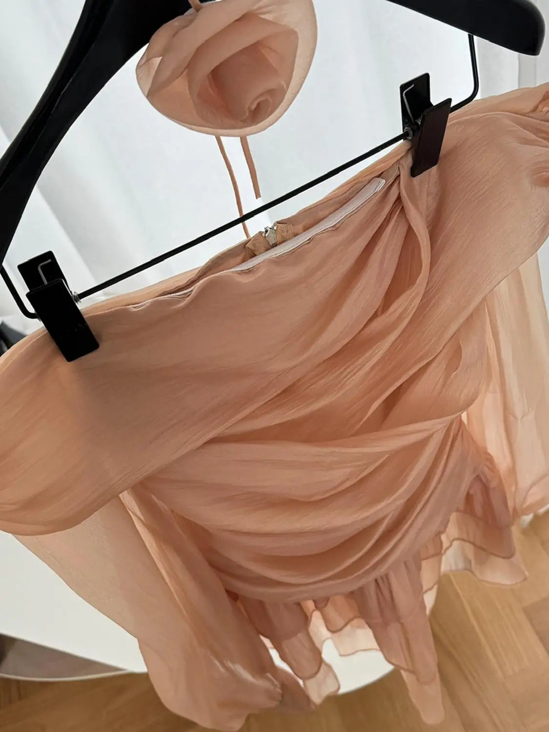 Women's Off Shoulder Chiffon A-Line Knee Dress