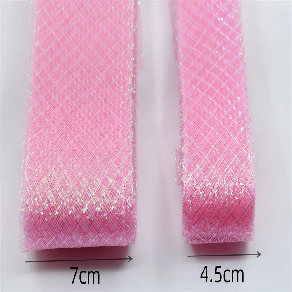 Wholesale Elasticity Crinoline with silk thread  horsehair braid Mesh Fabric Soft Polyester Wedding Dress skirt making crafts