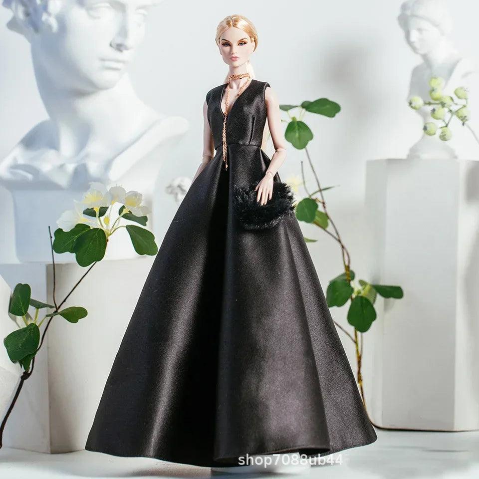 Gorgeous dress gown clothing / black clothes set + shoes / 1/6 Doll clothes suit outfit for 30cm Xinyi FR ST PP BB Doll