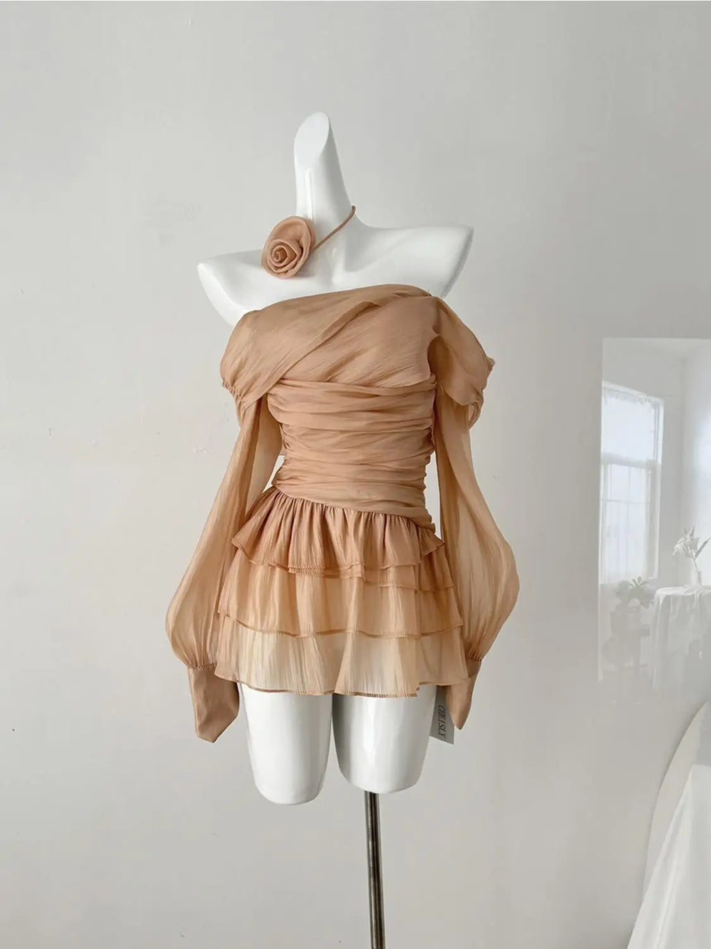 Women's Off Shoulder Chiffon A-Line Knee Dress