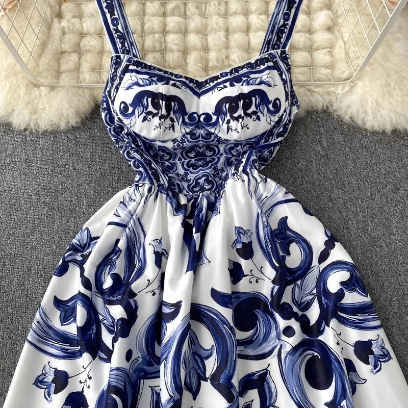 Women's Floral V-Neck Spaghetti Strap Maxi Dress