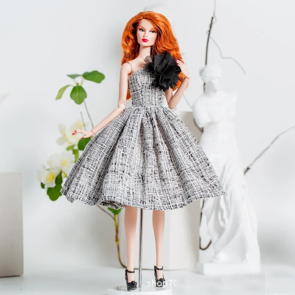 Gorgeous dress gown clothing / black clothes set + shoes / 1/6 Doll clothes suit outfit for 30cm Xinyi FR ST PP BB Doll
