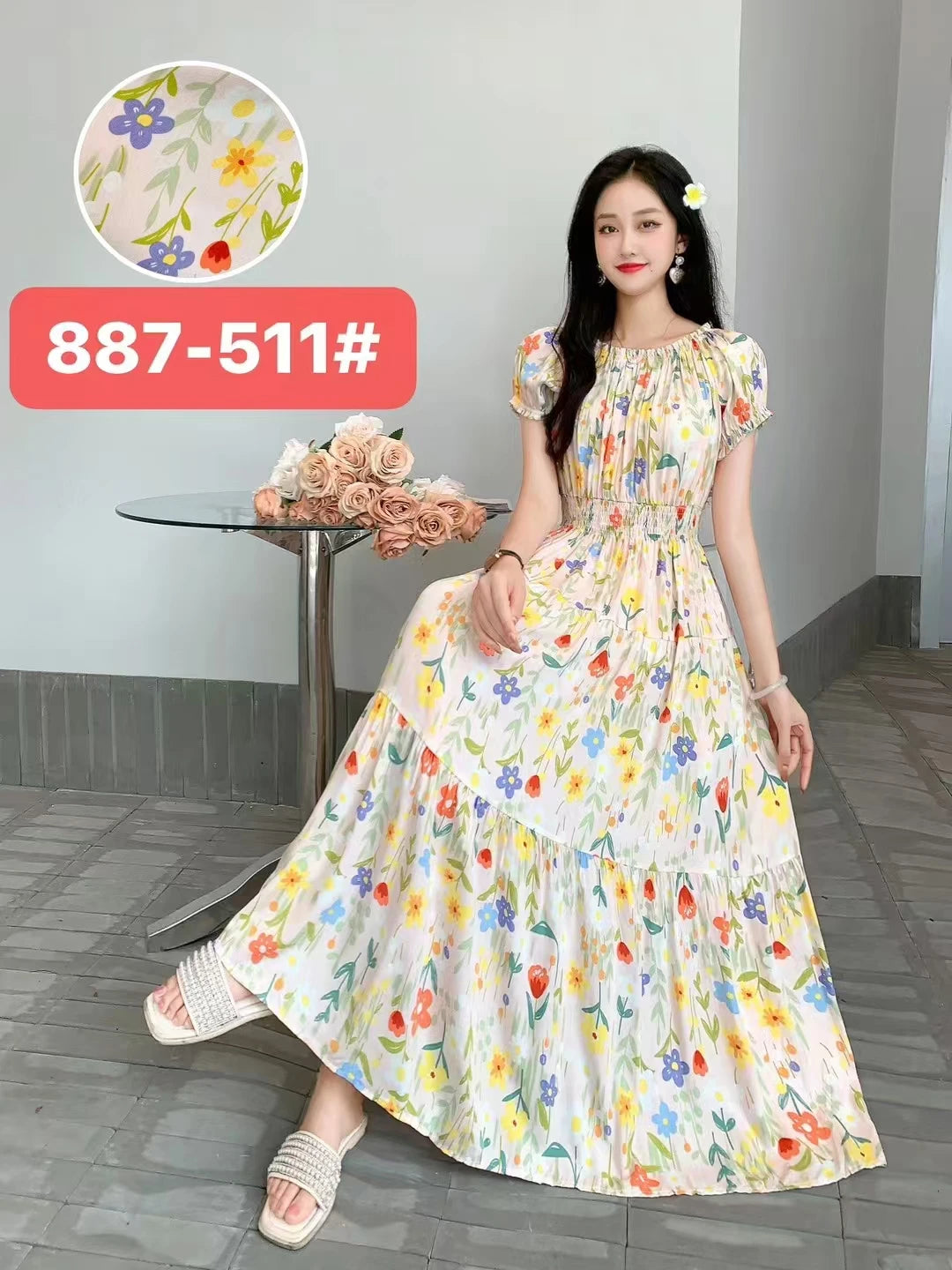 Bohemian Floral Off-Shoulder Maxi Beach Dress