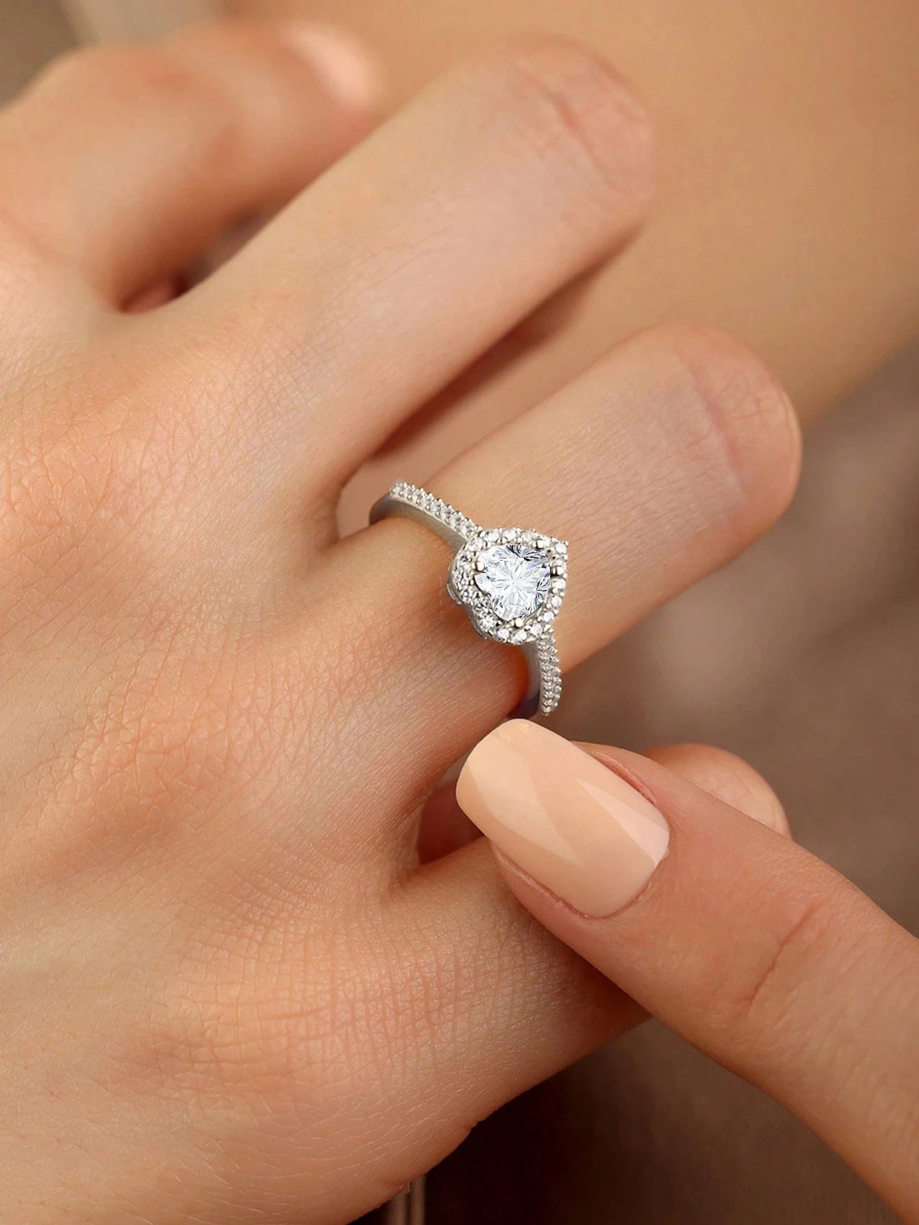 Gorgeous Zircon Shiny Love Heart Ring for Women Engagement Wedding Real 925 Sterling Silver Luxury High Quality Fine Jewelry