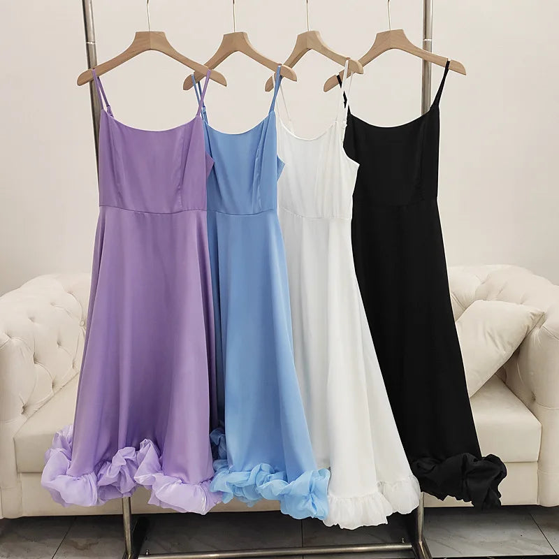 Women's Midi A-Line Party Dress – Sleeveless Stretch