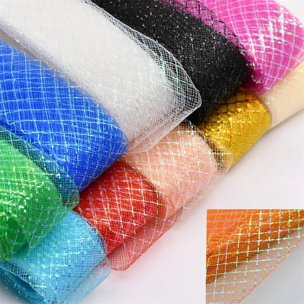 Wholesale Elasticity Crinoline with silk thread  horsehair braid Mesh Fabric Soft Polyester Wedding Dress skirt making crafts