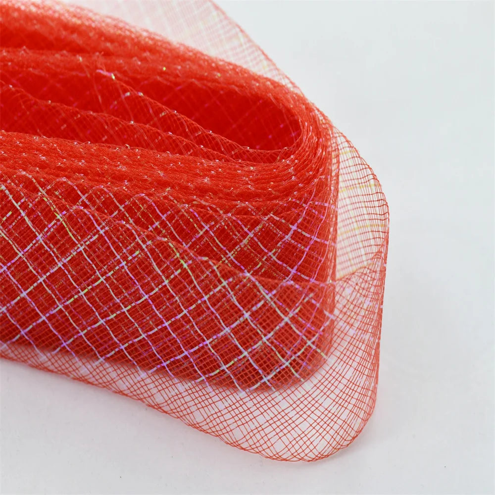 Wholesale Elasticity Crinoline with silk thread  horsehair braid Mesh Fabric Soft Polyester Wedding Dress skirt making crafts