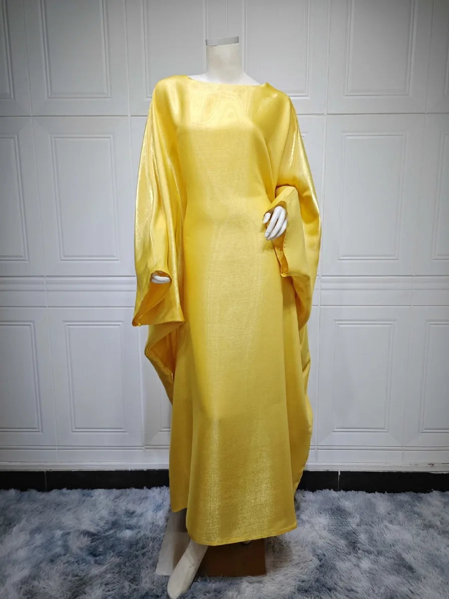 Women's Silky Bat Sleeve Abaya Maxi Dress