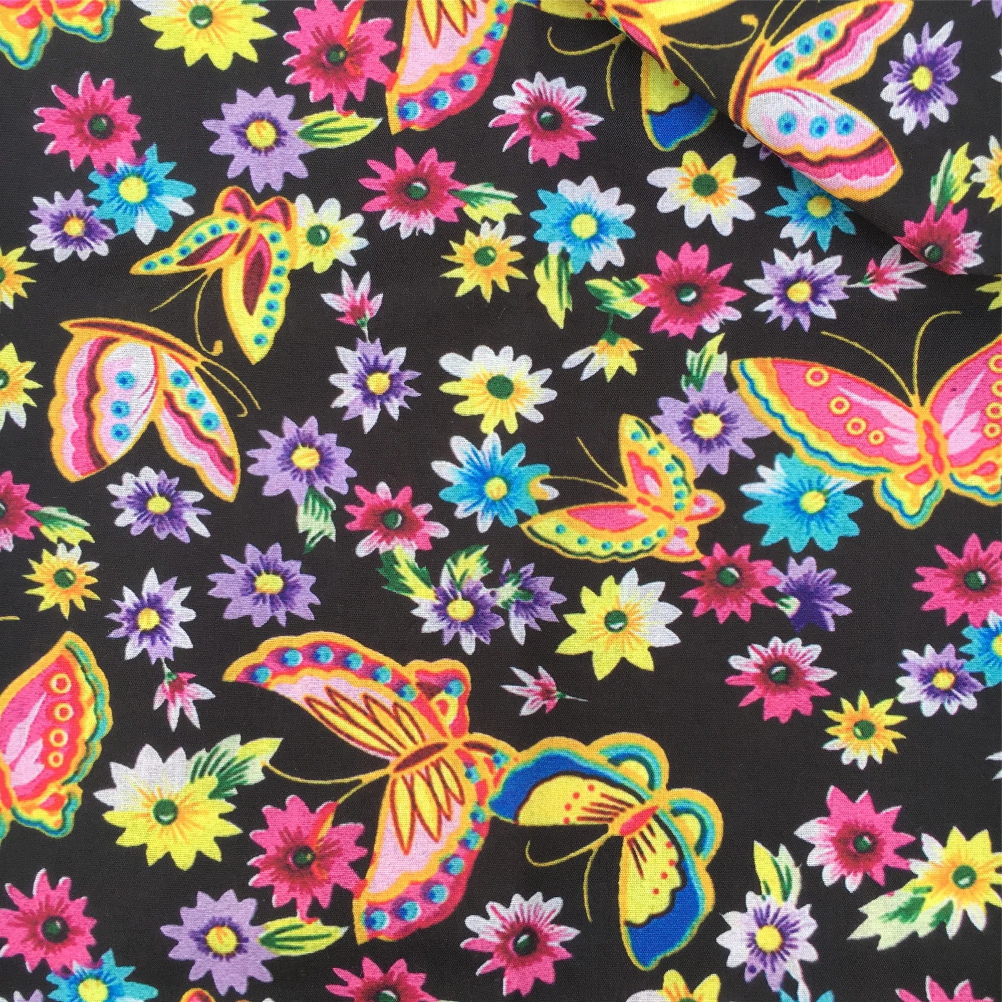 50*145cm Polyester Cotton Fabrics By The Meter Cartoon Dazzling Butterfly Fabrics For Sewing Cloth Dress DIY Crafts Home Textile