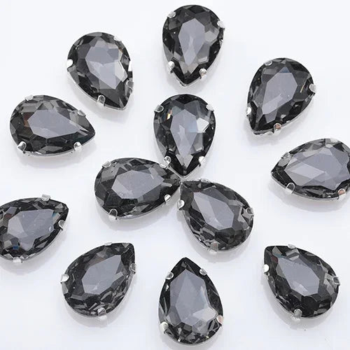 Glitter Flatback Crystal Sewing Beads Loose Diy Dress Stones With Claw Glass Water Droplets Beads For Needlework 10PCS S066