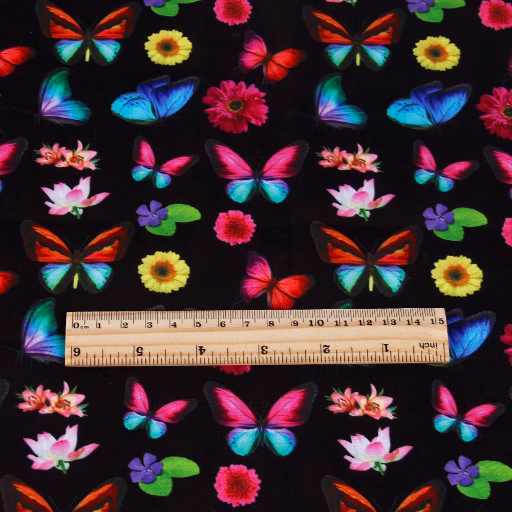 50*145cm Polyester Cotton Fabrics By The Meter Cartoon Dazzling Butterfly Fabrics For Sewing Cloth Dress DIY Crafts Home Textile