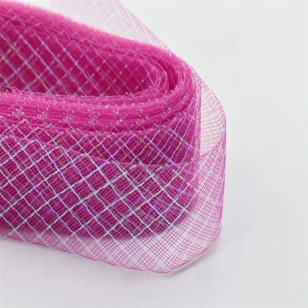 Wholesale Elasticity Crinoline with silk thread  horsehair braid Mesh Fabric Soft Polyester Wedding Dress skirt making crafts