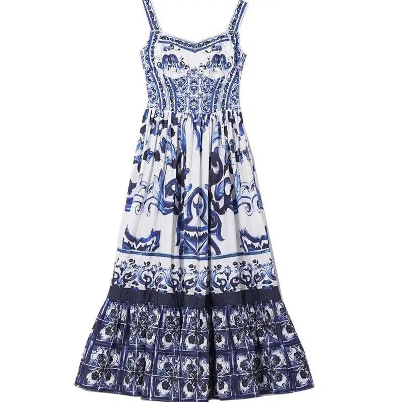 Women's Floral V-Neck Spaghetti Strap Maxi Dress