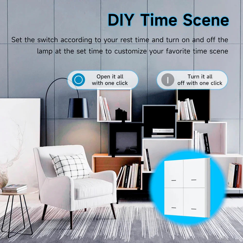 Tuya Zigbee Wireless Scene Switch 4 Gang Smart Push Button Automation Scenario Controller Smart Life Intelligent Linkage Alexa