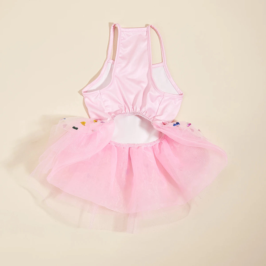 Dog Dress for Small Dogs  Costume Love Heart Sequins Puppy Tulle Princess Dresses Doggie Pet Summer Clothes Apparel for Dogs Cat