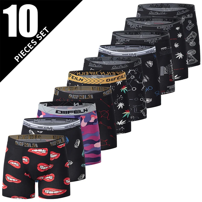 4/5/10 Pcs Fashionable Men's Long Underwear Casual Boyshort Youth Sports Shorts Comfortable Breathable Stretch Shorts Underwear