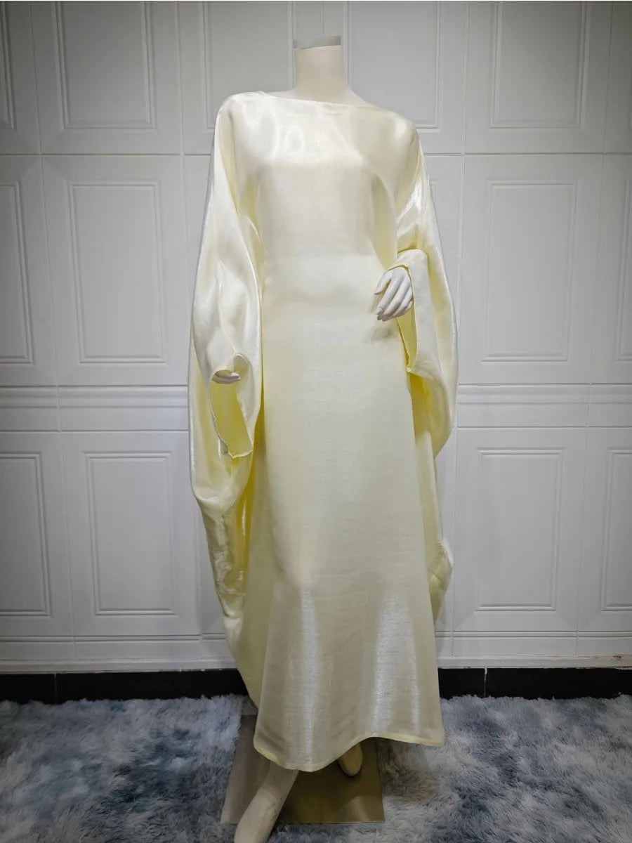 Women's Silky Bat Sleeve Abaya Maxi Dress