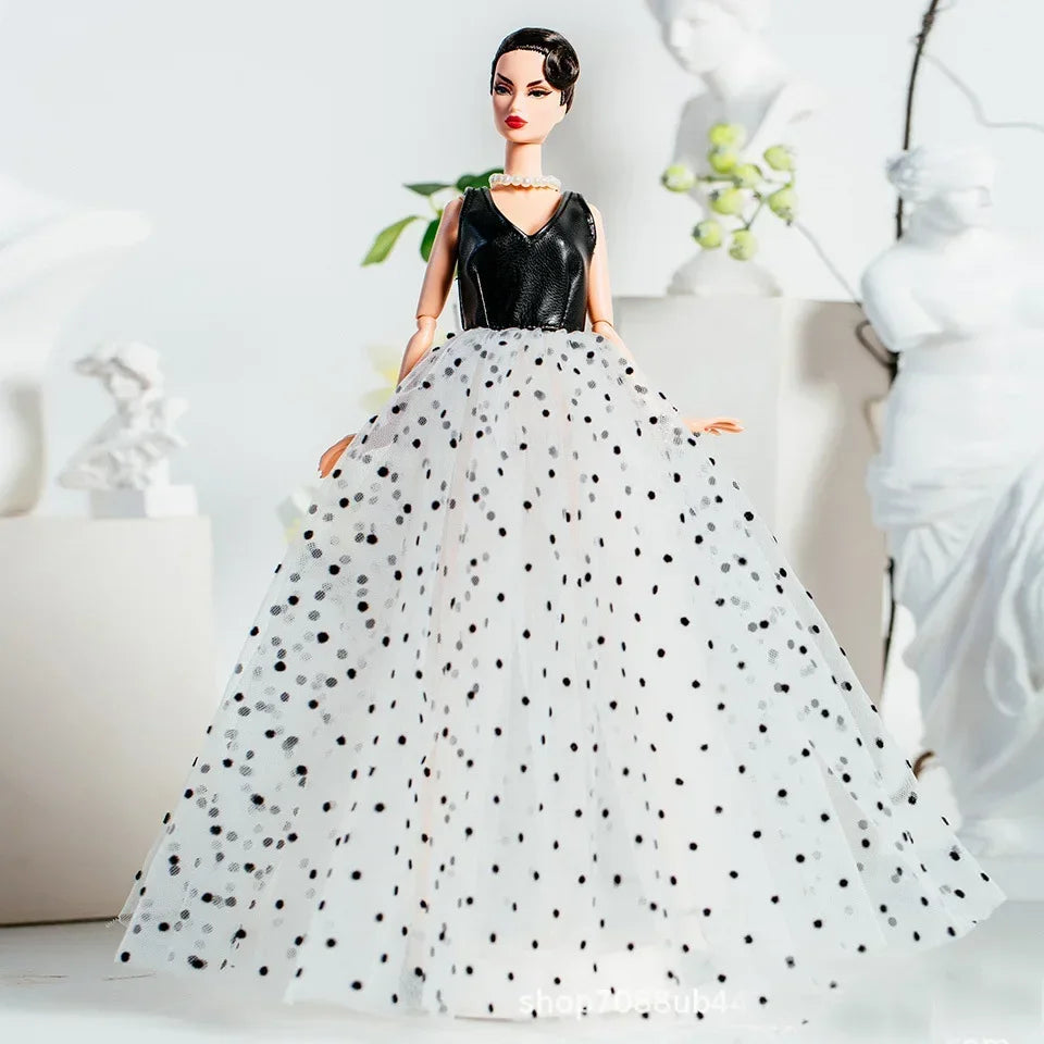 Gorgeous dress gown clothing / black clothes set + shoes / 1/6 Doll clothes suit outfit for 30cm Xinyi FR ST PP BB Doll
