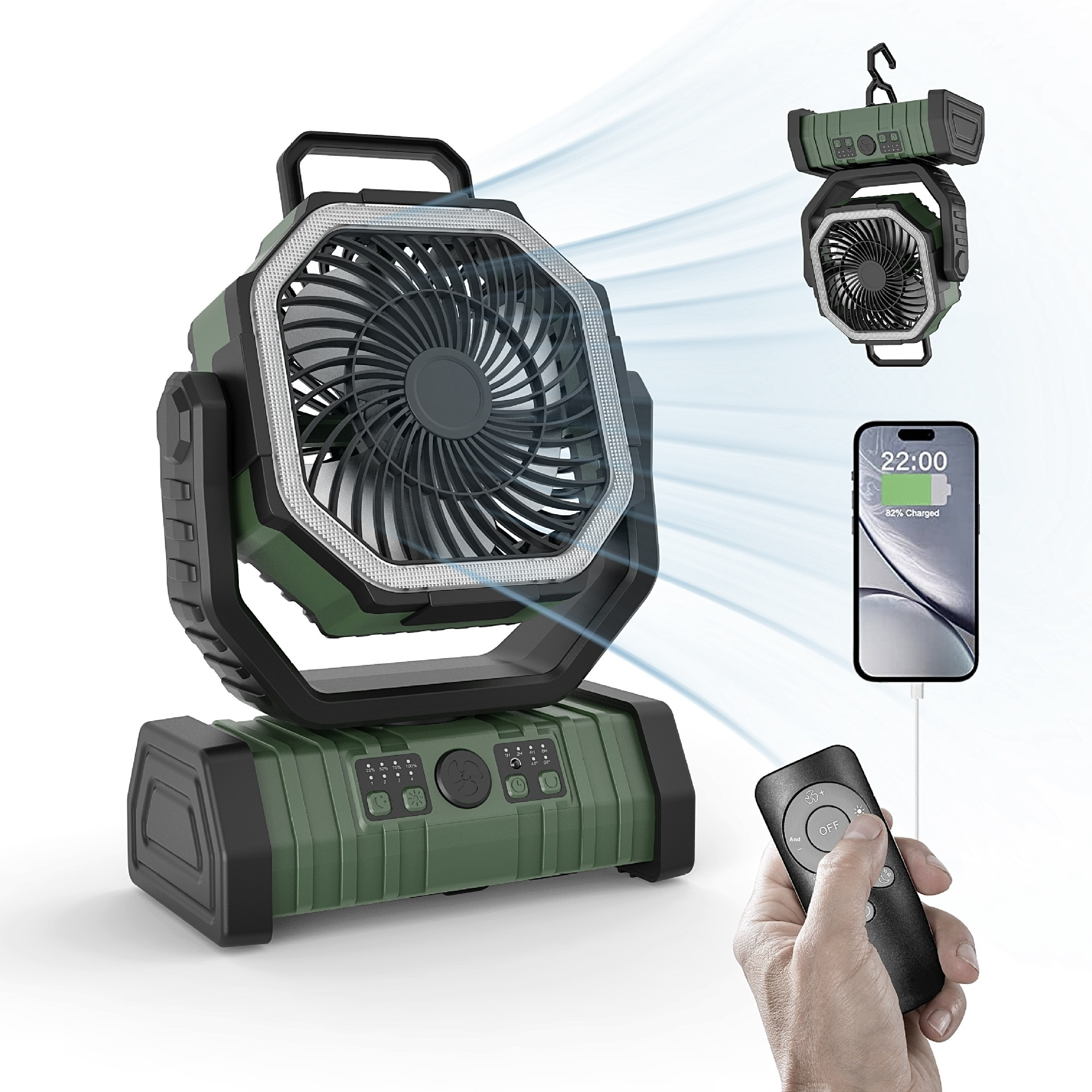 3-in-1 Camping Fan with LED Light & Power Bank — Your Outdoor Essential