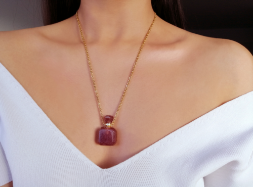 Healing Stones Aromatherapy Bottle Pendant Necklace
