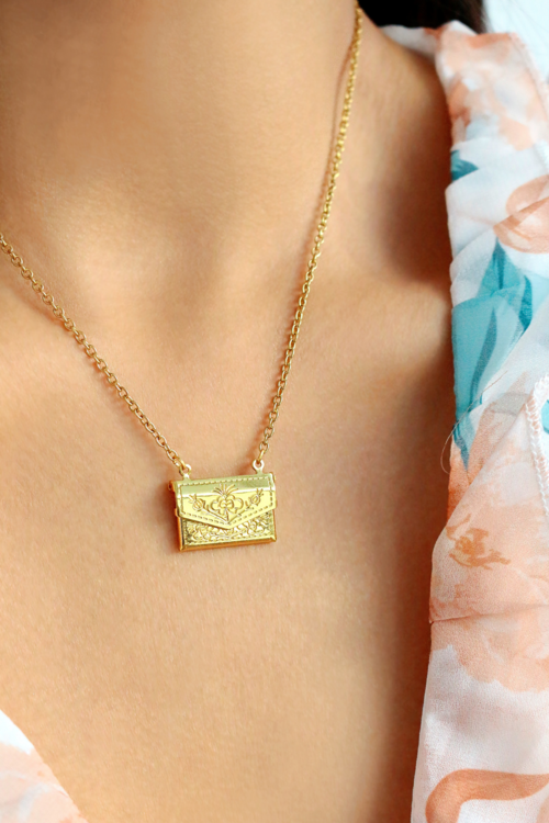 24K Gold Daisy Envelope Locket Necklace — Keep What Matters Close