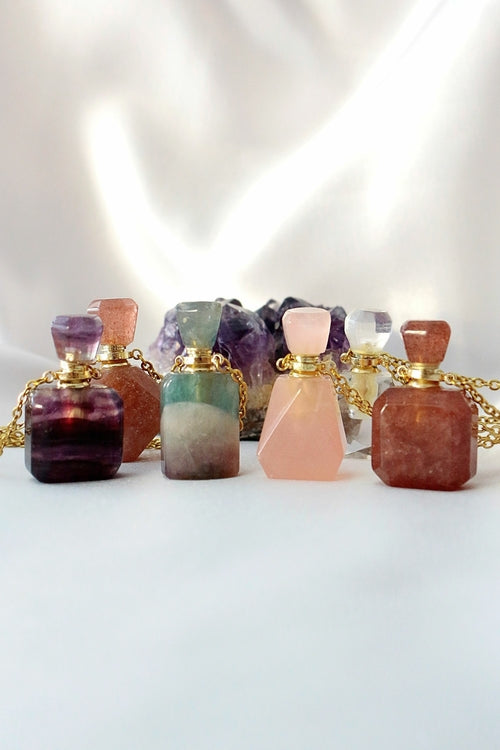 Healing Stones Aromatherapy Bottle Pendant Necklace